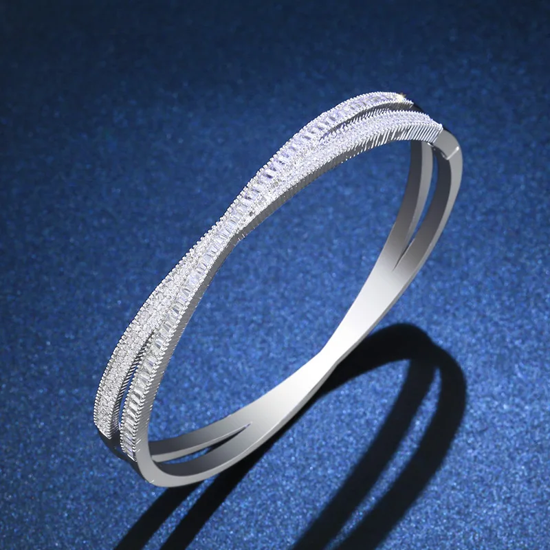 OCESRIO высокое качество кубического циркония свадебные браслеты для женщин бренд класса люкс Медь CZ браслет манжеты серебряные ювелирные изделия brt-a90