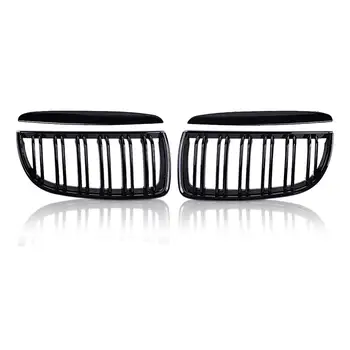 

runmade for BMW 2005 2006 2007 2008 E90 3-Series Pre-Facelift Front Bumper Kidney Grille Grill Glossy Black Pair Single Line