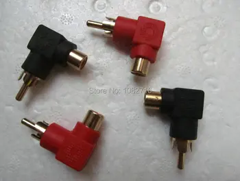 

20 Pcs ( 10 pairs) RCA black + and Red 90 right angle Female to Male Audio or Video AV connector plug adapters , Free shipping