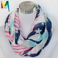 2015 new style women s fashion stars Plaid Tartan Check printed voile Circle Loop Cowl Infinity