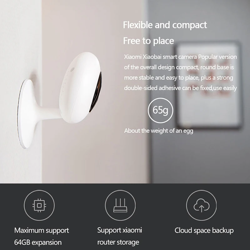 Xiaomi mi Xiaobai Smart IP камера популярная версия 360 угол 720P HD Ночное видение Беспроводной