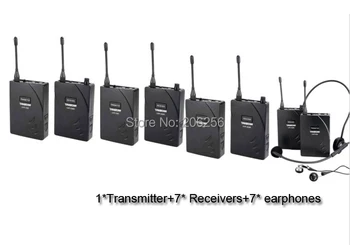 

Promotions Takstar UHF938 UHF frequency Wireless Tour Guide System 50m Operating Range 1 Transmitter 7Receivers for Tour guiding