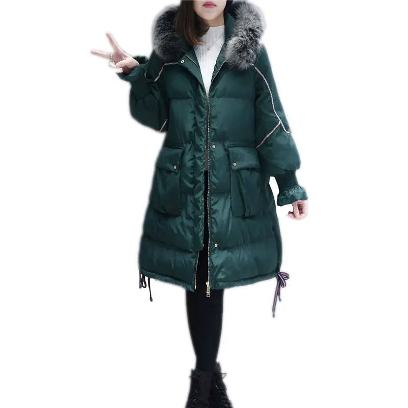 Winter Jacket Coat Women Really fox fur collar Hooded