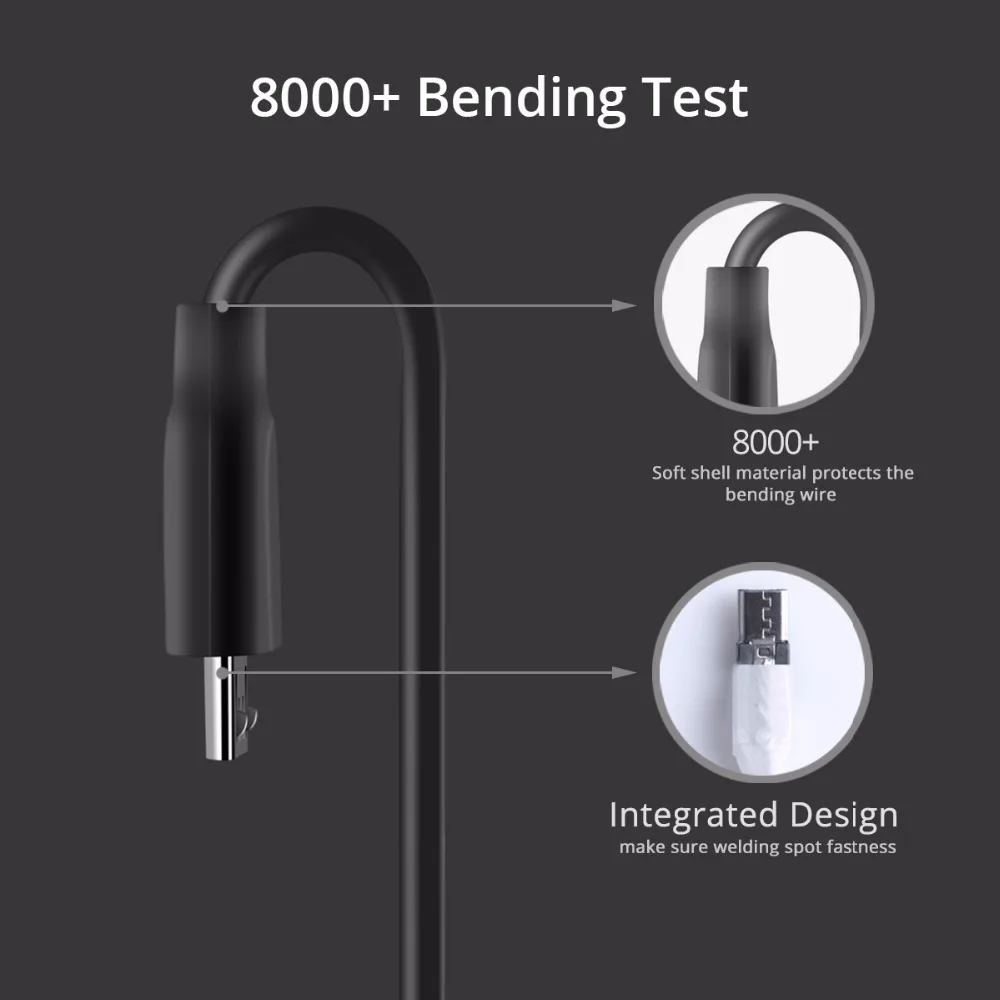 FONKEN المصغّر usb كابل شقة المعكرونة ماكس 2.4A سريع شاحن بيانات الشحن الحبل مكافحة لف سريعة تهمة للهاتف المحمول الكابلات