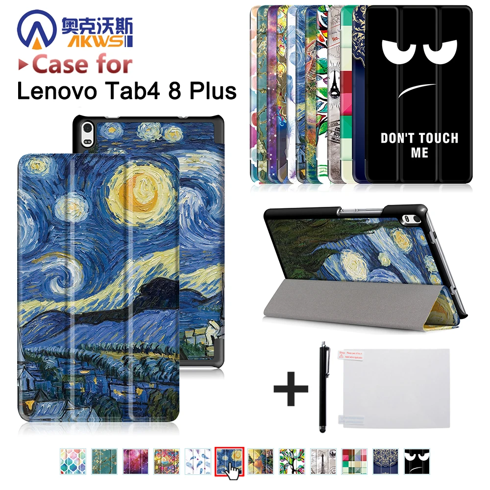 Чехол-книжка для lenovo TAB 4 " Plus TB-8704N/TB-8704F(новинка года выпуска) Ультратонкий Магнитный чехол с принтом+ подарок