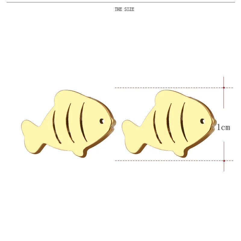 Каканы серьги-гвоздики из нержавеющей стали для женщин и мужчин, карп золотистого и серебристого цвета, ювелирные изделия для влюбленных на помолвку, Прямая поставка