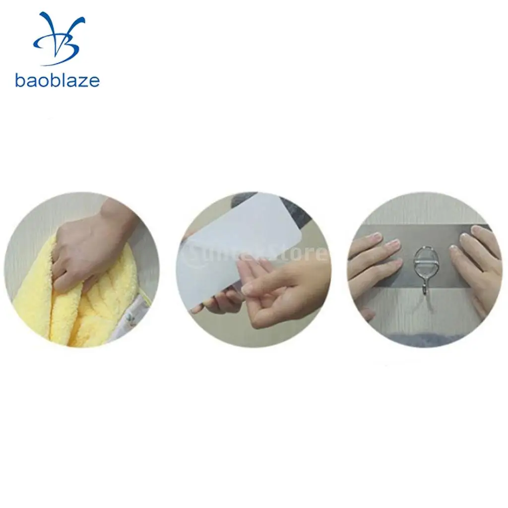 Pack of 4, Heavy Duty Traceless Adhesive Hook - Washable & Reusable Utility Hanger for Kitchen Gadget Clothes Bath Towel 70x70mm