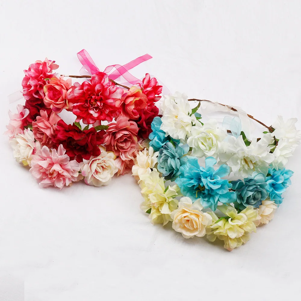 Oaoleer аксессуары для волос бохо цветок корона Для Женщин Девочек Гирлянда Венок цветочный свадебный ободок свадебные искусственные цветы