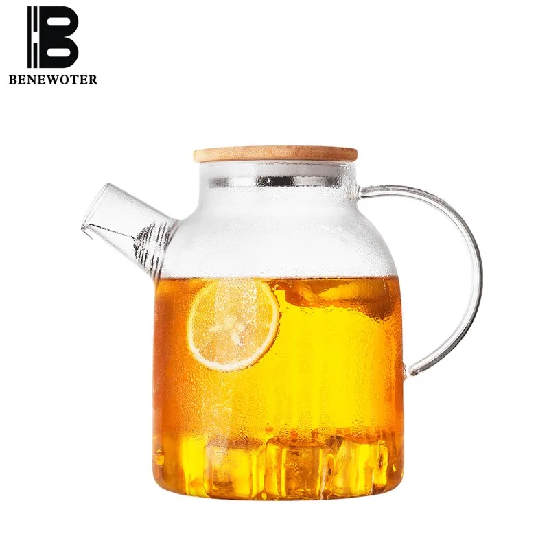 1L/1.6L высокое Ёмкость Стекло чайник офис посуда для напитков термостойкие принт с