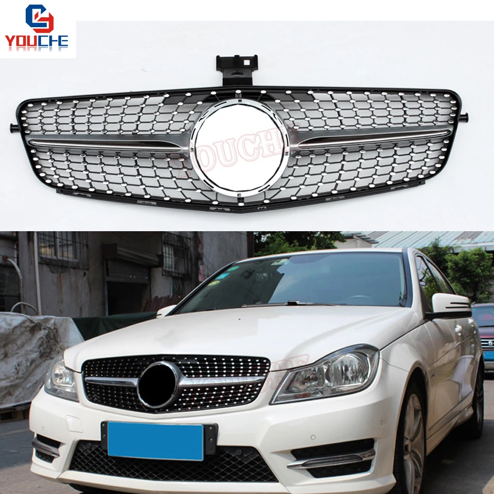 For Mercedes W204 Diamonds Grille Mesh C Class 2007 2014 C180 C220 C250