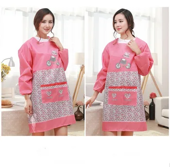 

1PC Hot New Kitchen Apron For Woman Funny Cooking Waterproof Aprons Long Sleeves Work Overalls Clothes LF 177