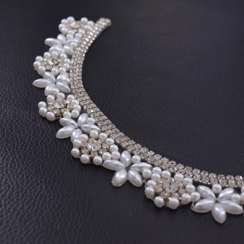 Rhinestone with pearl iron on necklines (6)