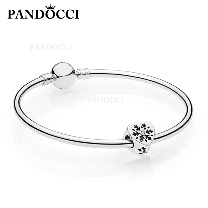 

PANDOCCI 100% 925 Sterling Silver Snowflake Heart Bracelet Gift Set Winter Series Women's Gift Jewelry Recommended