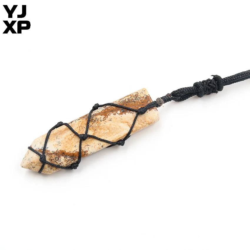 YJXP черный пеньковый обернутый меч в форме подвески натуральный кристалл кварцовый камень Бохо макраме талисманы тревога рельеф ювелирные изделия