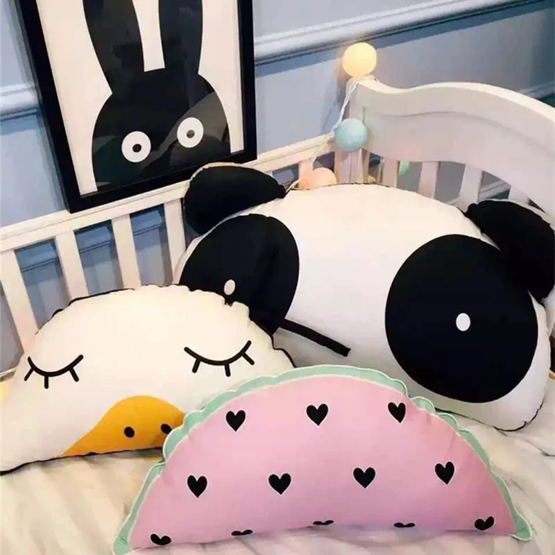 

Cute Baby Crib Pillow Duck Bear Watermelon Children's Bedroom Toys Kids Cushion Semicircle Lumbar Pillow Washable Birthday Gift