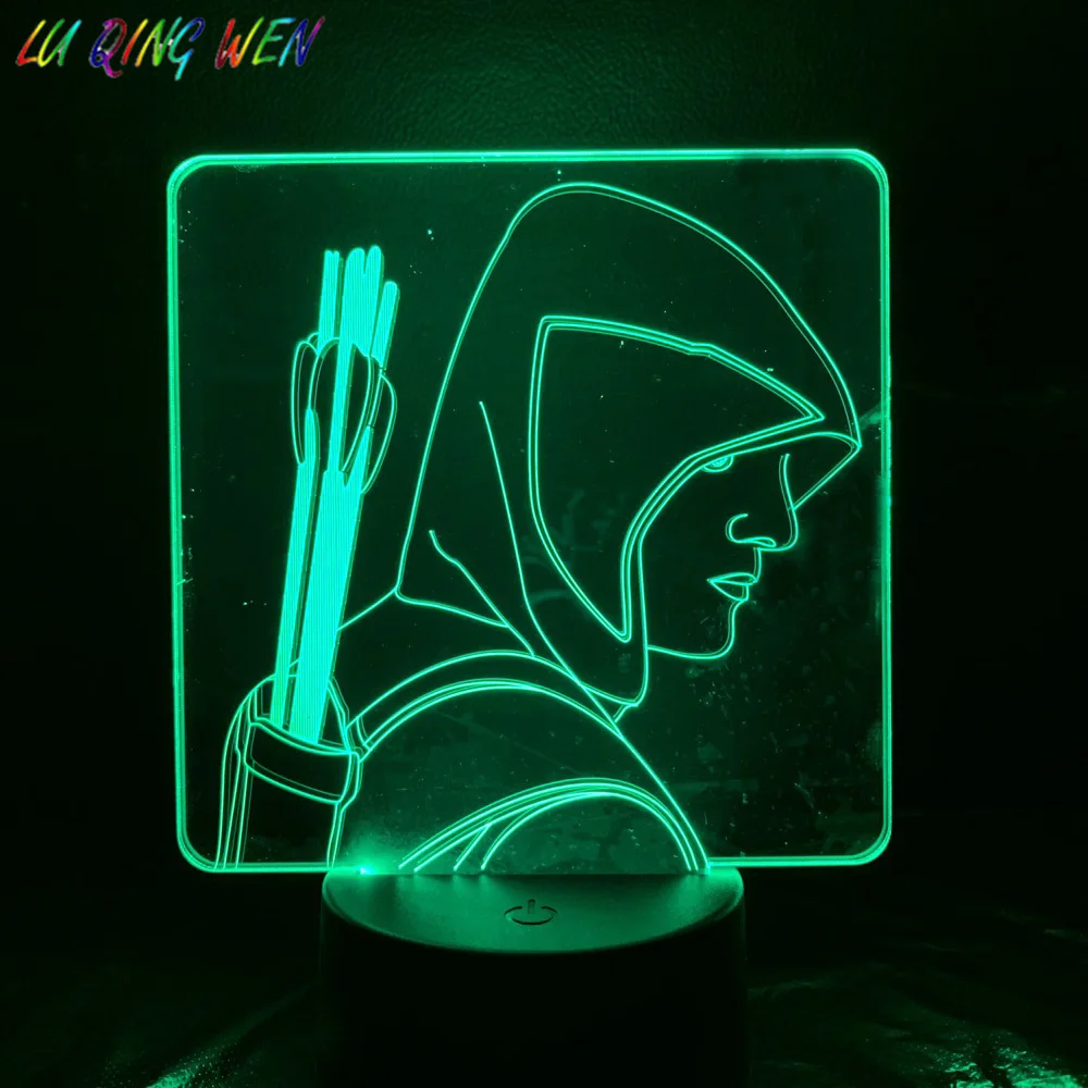 

Green Arrow Figure LED Night Light Touch Sensor 7 Color Changing Child Kid Decorative Light DC American comics Desk lamp bedside