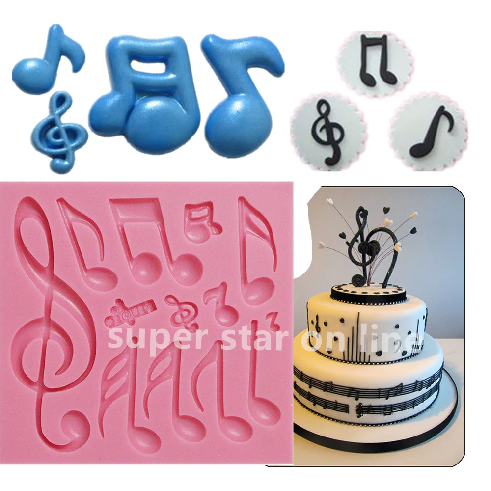 Image Music Note Collection Silicone Mold Fondant Cake Stand Candy Chocolate Soap Moulds Cupcake Molds Cooking Tools Christmas Wilton