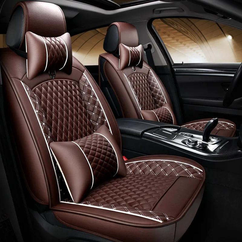 Спереди и сзади) специальный кожаный сидений автомобиля для Geely emgrand ec7 x7 geeli emgrand ec7 geely mk gmc sierra - Название цвета: Coffee