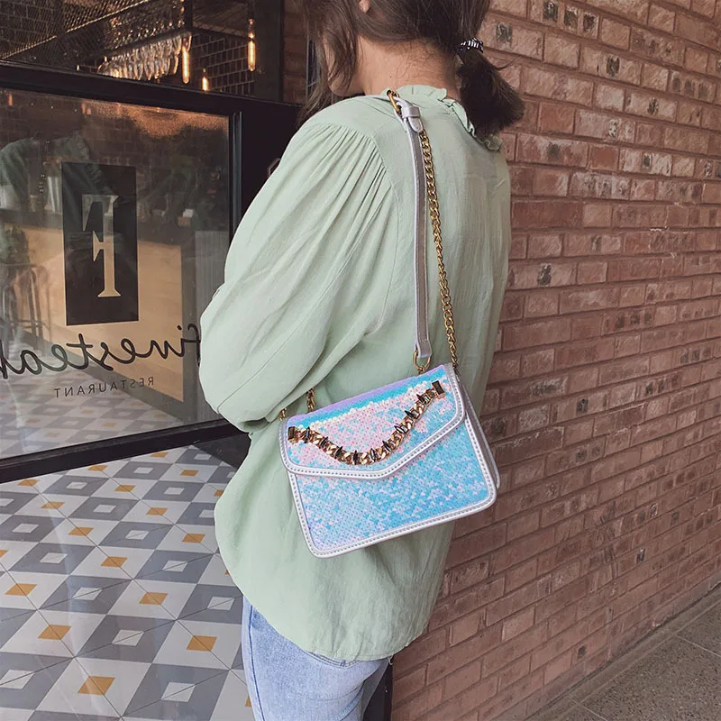 

Personalized Sequin Women Chain Bags 2019 New Luxury Brand Handbag Casual Shoulder Bag for Women High Quality Messenger Bags