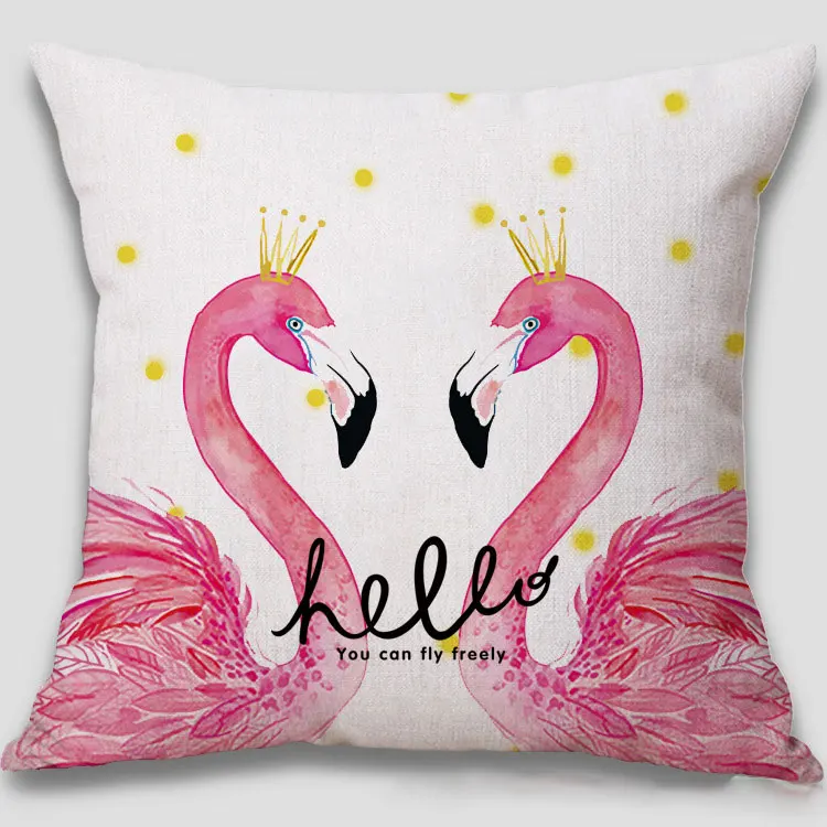 Тропический Розовый фламинго хлопок льняная Наволочка декоративная диванная Подушка наволочка для домашнего декора 40577 - Цвет: 40577-001
