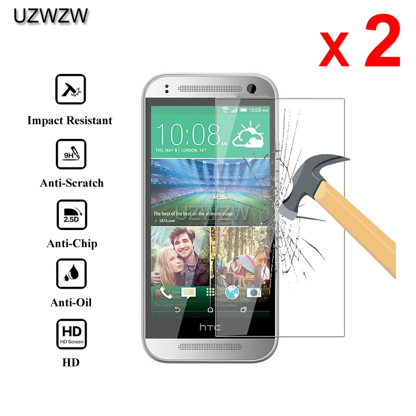 

2pcs For HTC One Mini 2 Premium 2.5D 0.26mm Tempered Glass Screen Protector For HTC One Mini 2 M8 Mini Protective Glass