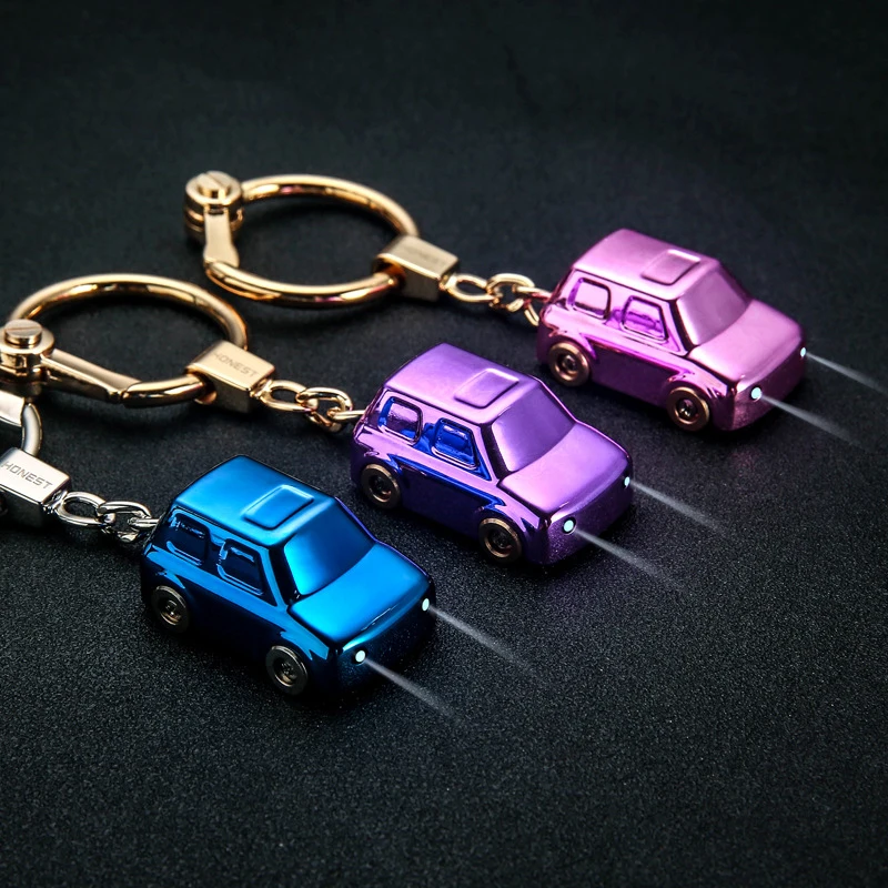 

Metal 3D Chrome Car Pendant Key Chain for Tesla Renault Peugeot 206 MINI Cooper Mitsubishi Lancer LED Light Key Ring Accessories