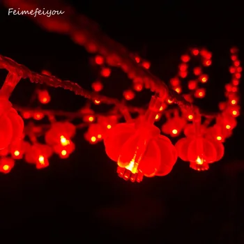 

Feimefeiyou Novelty 100LED Connectable Festoon Party Red Lantern string lamps led Christmas Lights fairy garden pendant garland
