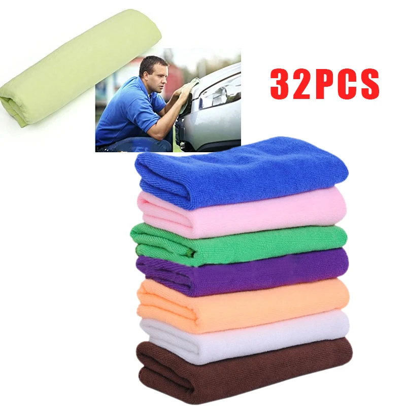Microfiber Cleaning 32PCS Set Towel Cloth Rag Wipe for Car Truck Van