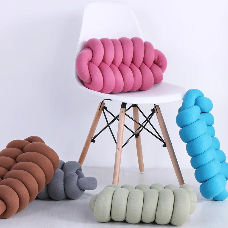 

Solid color knot pillow chemical fiber material modern minimalist style soft and comfortable durable home decorative pillow