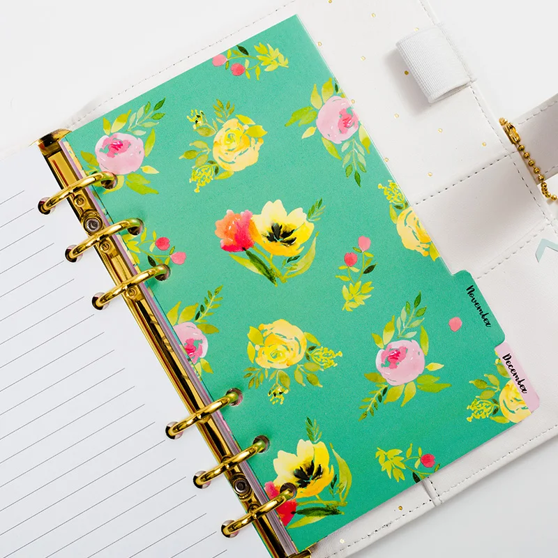 Lovedoki Flower Series Spiral Planner Filler Papers For Filofax Spiral Notebook A5 Inner Core Weekly Plan Planner Stationery Set
