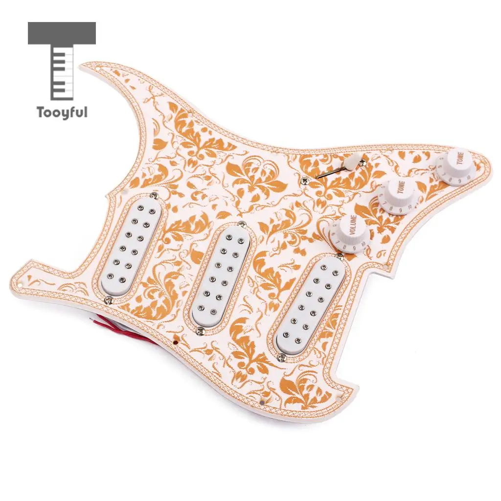 Tooyful 3-ply Loaded Prewired Pickguard SSS Pickup Guard Plate for Strat ST Guitar Replacement