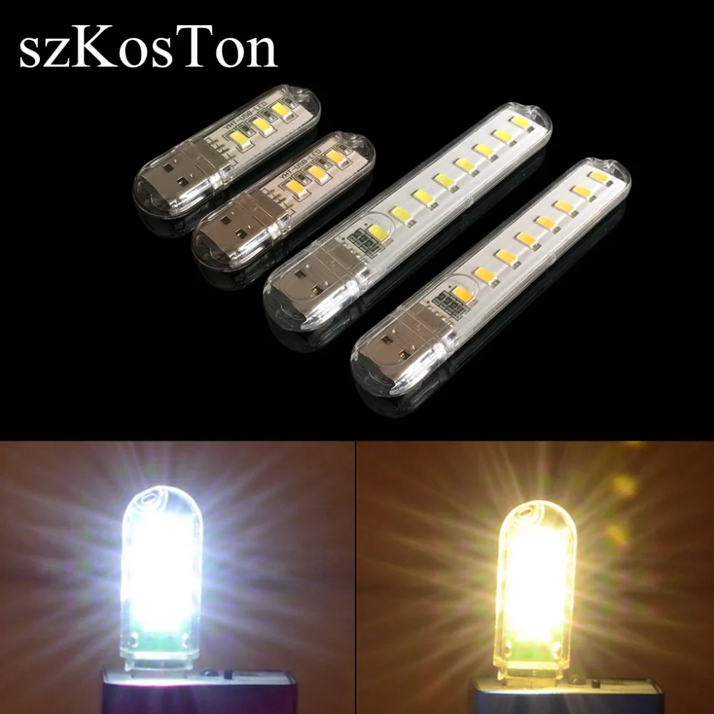 

5PCS Mini USB LED Book Night Light Camping 3LEDs/8LEDs Universal Power Supply Reading Lights For PC Laptops Computer Notebook