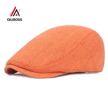 QIUBOSS/,, однотонная кепка газетчика для мужчин и женщин, Повседневное платье, плоская обувь для вождения, гольф кепи в таксистском стиле, береты, Casquette