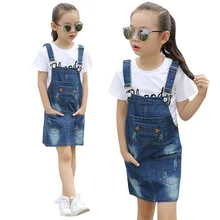 Toddlers Denim Dresses For Girls Children Clothing Summer Girls Dresses Brand Baby Kids Sundress 18M 24M 4 6 8 10 12 14 15 Years