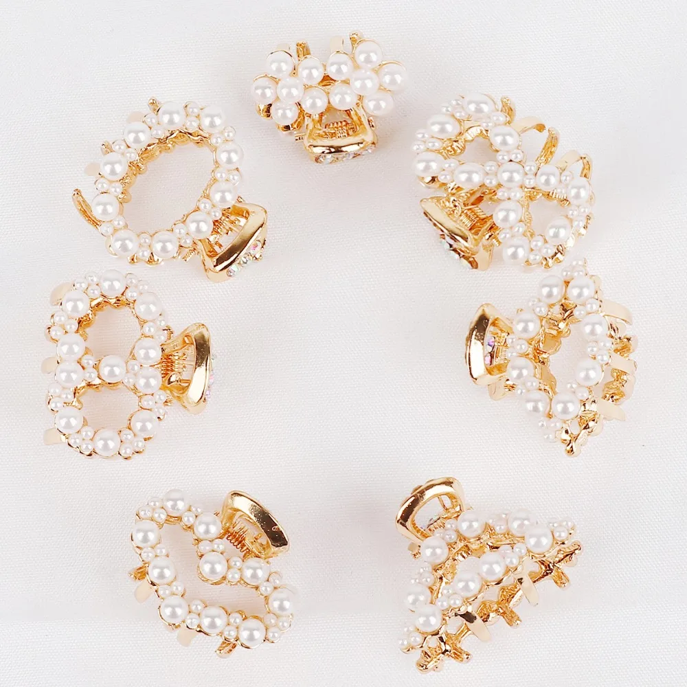 1Pc Luxury Rhinestone Pearls Metal Geometric Hairpins Crab Hair Claws butterfly hair clips for Girl Styling Accessories Headwear