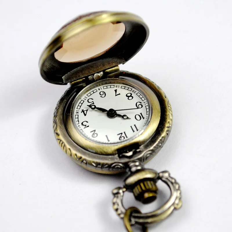 Винтажные кварцевые карманные часы Алиса в стране чудес бутылка ожерелье подвеска Fob часы Ретро Темно-коричневое стекло для женщин подарок девушке