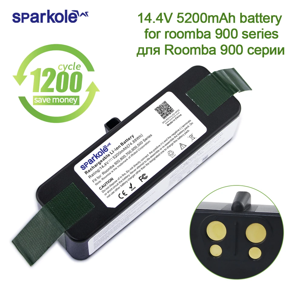 Sparkole 5200mAh 14,4 V литий-ионная аккумуляторная батарея для irobot roomba 900 серии 980 960 900 895 860 695 690 640 614 800 700 600 500 серии