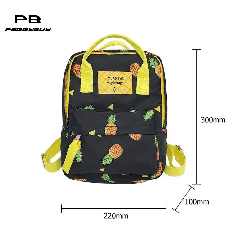 Piña impresión Mochila mujeres Casual College estilo hombro bolsos moda cremallera adolescente Mochila femenina Piña impresión Mochila mujeres Casual College estilo hombro bolsos moda cremallera adolescente Mochila femenina