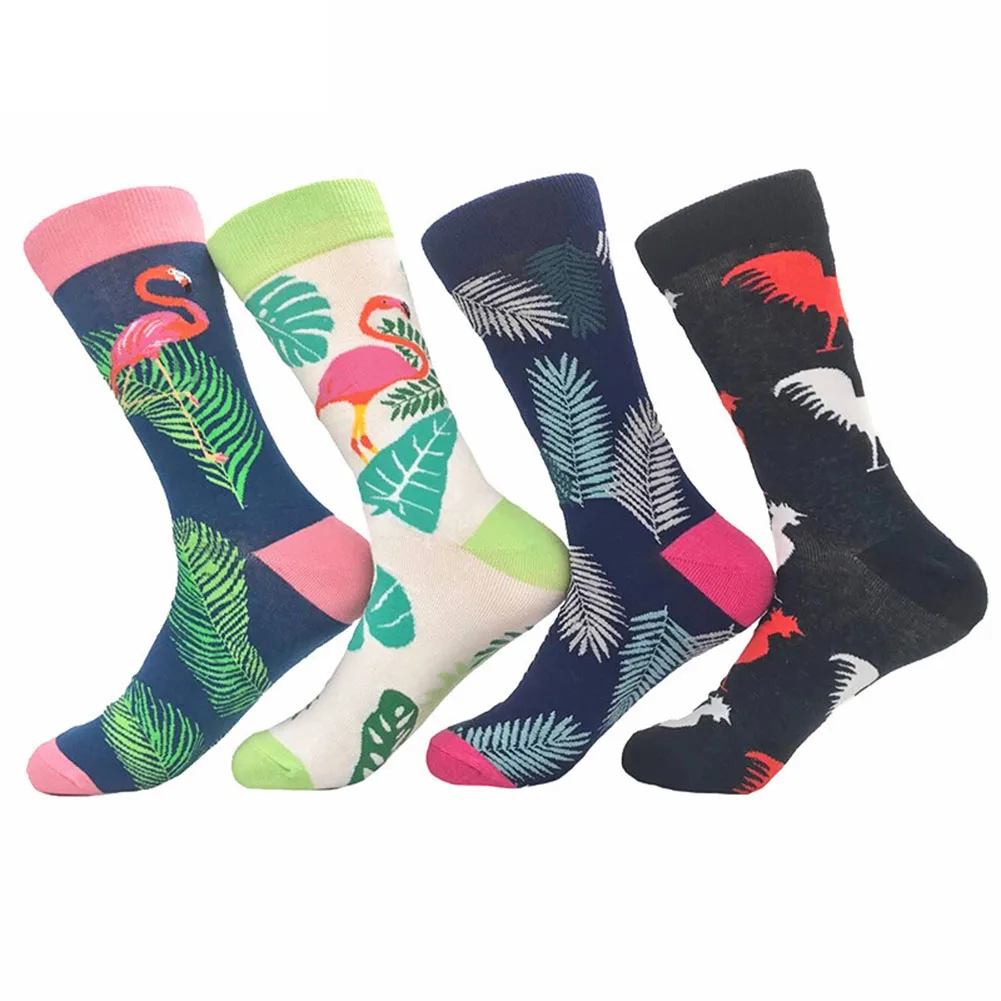 YJSFG дом Happy Socks Для мужчин Для женщин Хлопок лодыжки Забавный узор Фламинго носки животных спортивная длинные травы носки Высокое качество