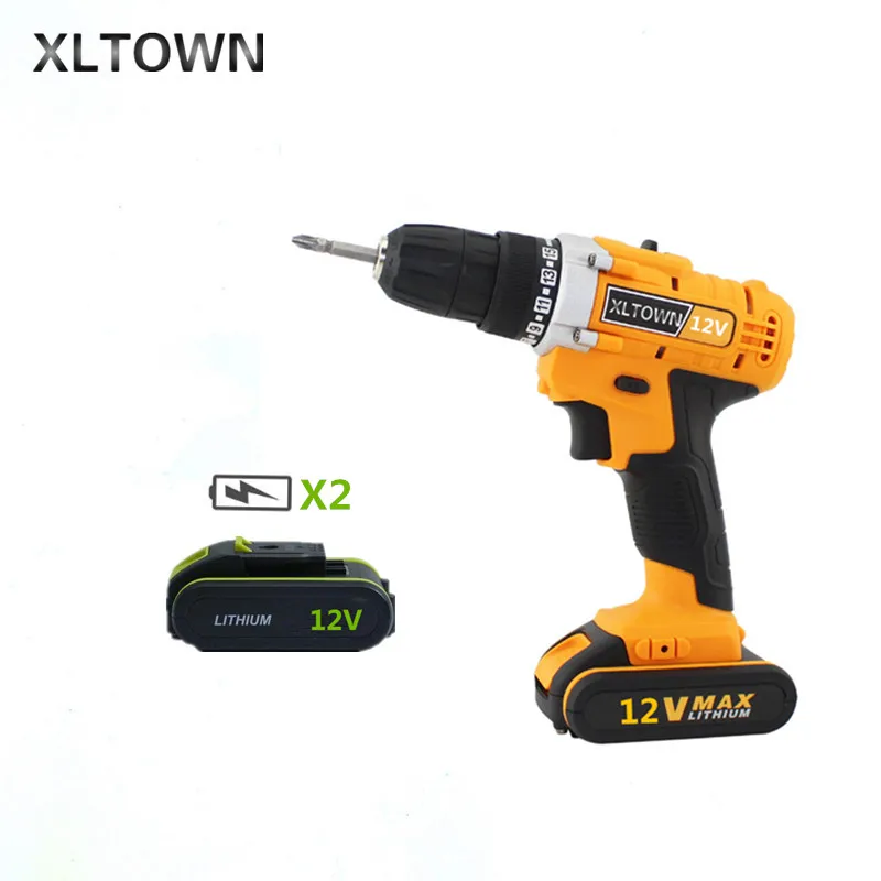 

XTOWN12v Cordless Mini Electric Drill With 2 battery Rechargeable Lithium Battery Multifunction Electric Screwdriver Power Tool