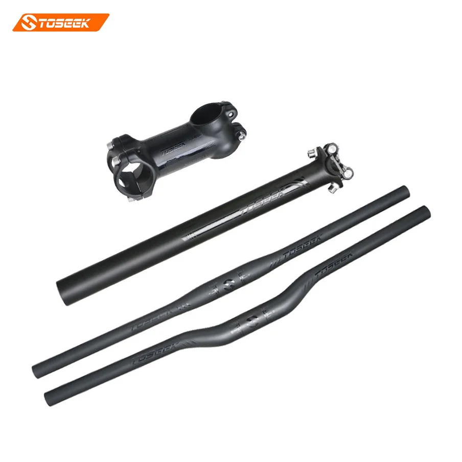 

2017 NEW TOSEEK Matte Black Shiny Logo carbon fibre MTB Bicycles Handlebar Seatpost Stem (Aluminum alloy) Mountain Bikes Parts