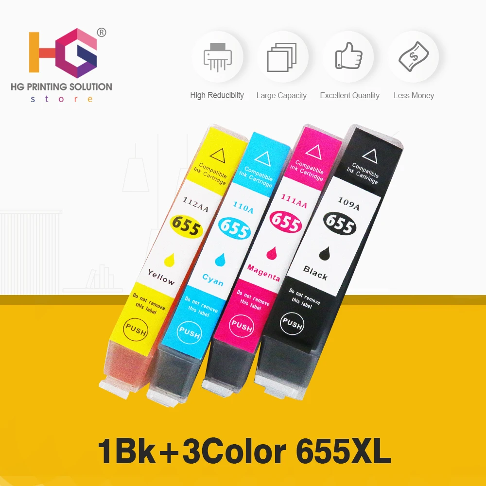 QSYRAINBOW картридж для принтера HP 655 C M Y BK deskjet 4615 4625 CZ109AE CZ110AE CZ111AE CZ112AE|Чернильные