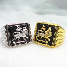 Dropshipping 316l aço inoxidável moda e único leão de cristal de judá sivler/anéis de ouro, leão dedo anel fo