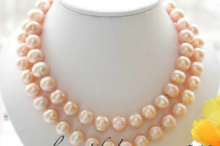 

Fast SHIPPING *z3094 33inch 12mm pink round freshwater pearl necklace NEW