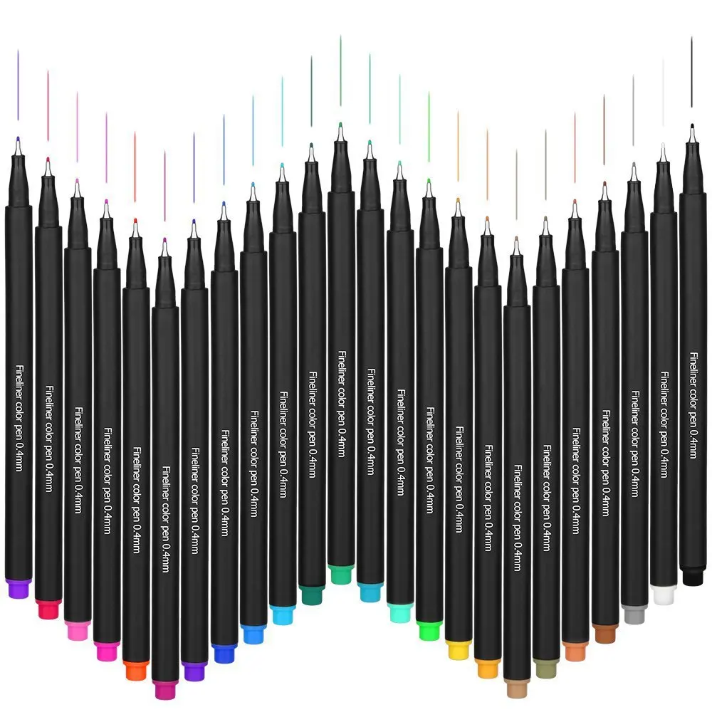 0,4 мм 12/24 цветов Fine Line рисунок перо фломастеры для рисования ручки для раскраски и товары для рукоделия