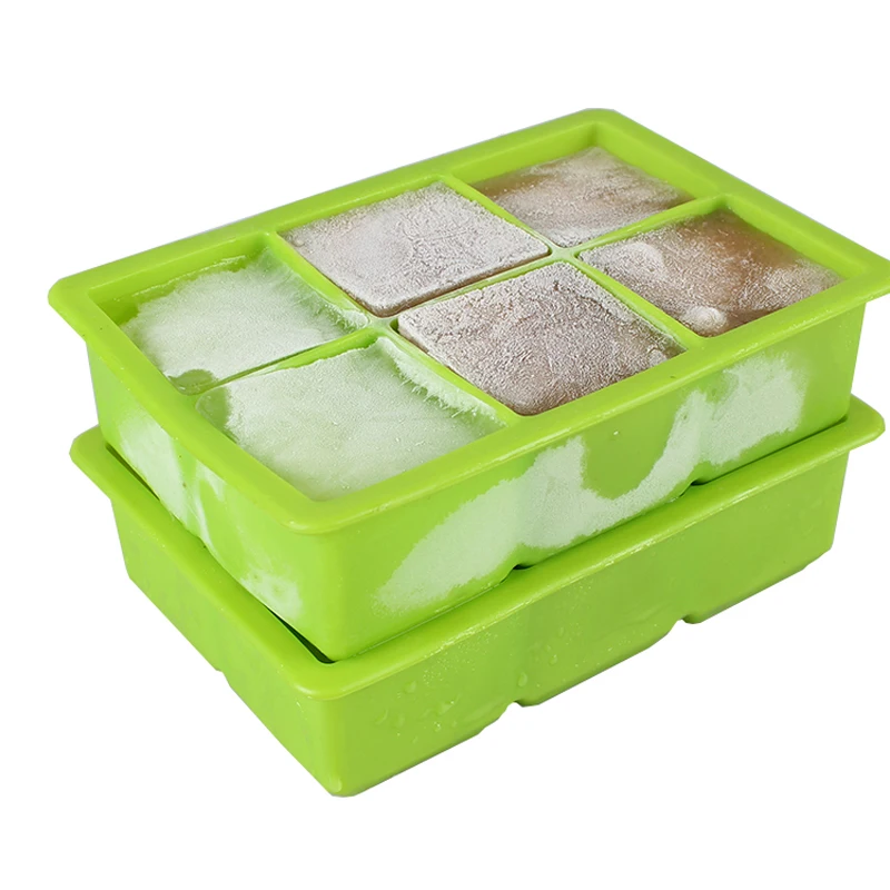 1Pc Silicone Ice Cube Mold Square Ice Cube Trays 6 Big Ice Ball Maker for Cocktail Party Bar Chocolate Mould Kitchen Accessories (5)