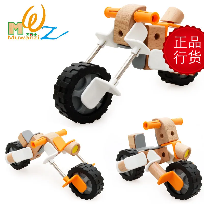 Wooden Car Nut Building Blocks motorcycle model Educational Baby Toys Early Learning Children Gift | Игрушки и хобби