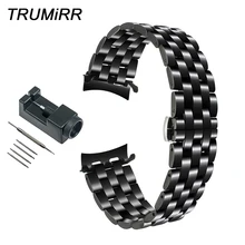 Ремешок для часов из нержавеющей стали 22 мм с изогнутым концом для samsung gear S3 Classic Frontier Watch Band Butterfly Buckle Belt Bracelet