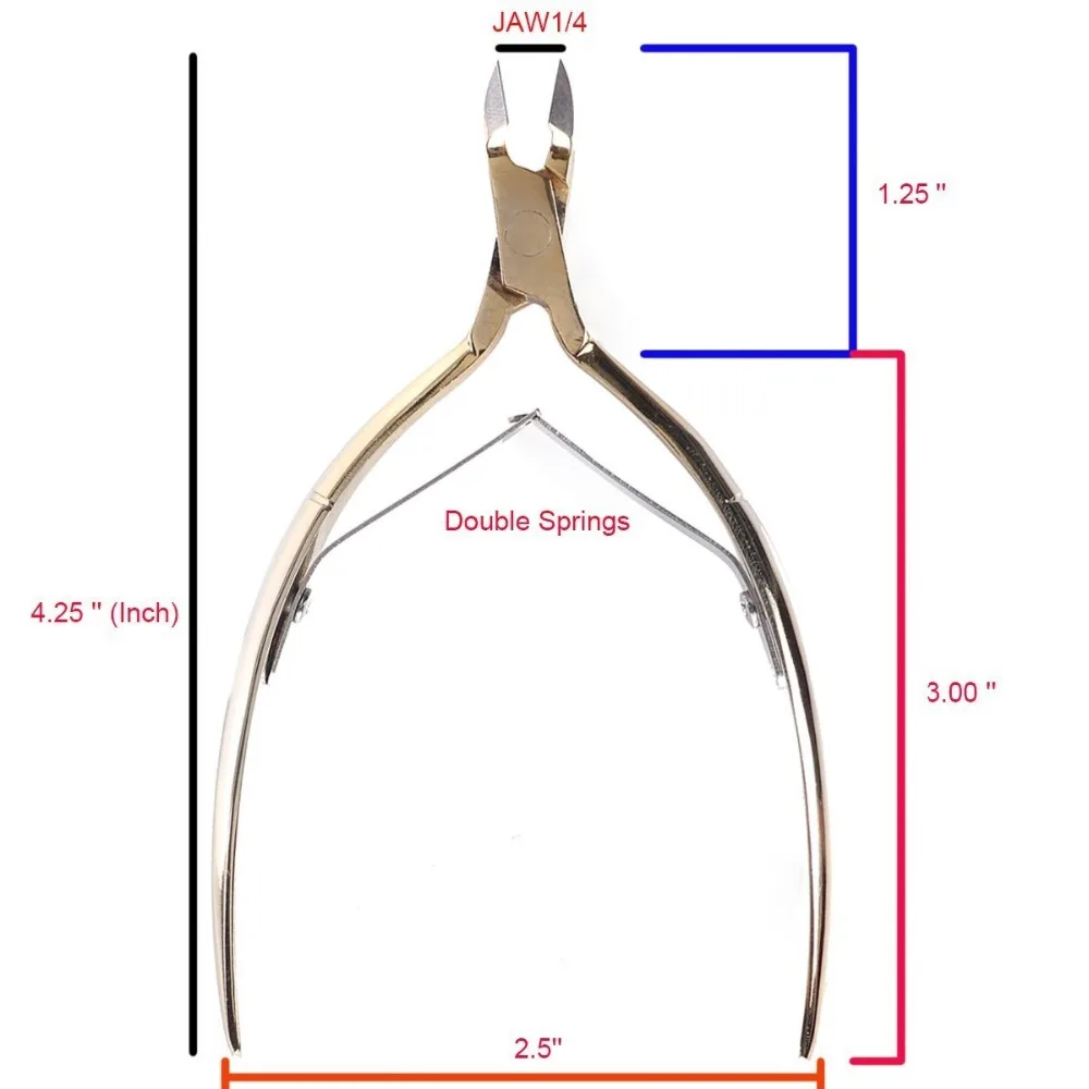 Кусачки для кутикулы ногтей двойная пружина из нержавеющей стали челюсти 1/4-лучший инструмент для удаления омертвевшей кожи на пальце и пальце ног F0322