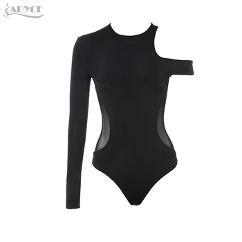 

ADYCE 2020 Chic New Autumn Bandage Bodysuits Sexy Women O Neck Hollow Out Bodycon Beachwear Short Jumpsuit Swimsuit Wholesale